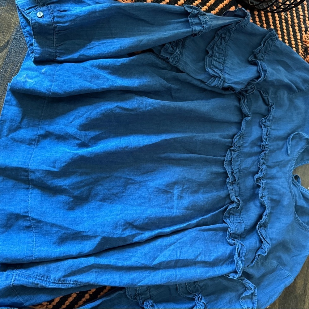 J. Crew Tiered Top in Chambray, 100% Cotton, Size 10 - Picture 4 of 7